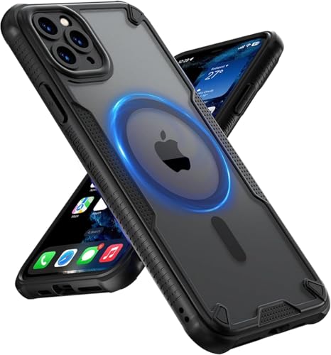 FAOMSEBS Magnetische Schutzhülle für iPhone 15 Pro Max für MagSafe (matt halbtransparent) [3,6 m Militärstoßfest] [Dünn mit rutschfesten Kanten] Leistungsstarke magnetische Schutzhülle für iPhone 15 von FAOMSEBS