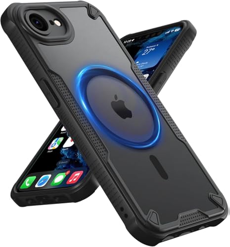 FAOMSEBS Magnetische Schutzhülle für iPhone 16e für MagSafe (matt halbtransparent) [Militärstoßfest 3,6 m] [Dünn mit rutschfesten Kanten] Leistungsstarke magnetische Schutzhülle für iPhone 16e von FAOMSEBS