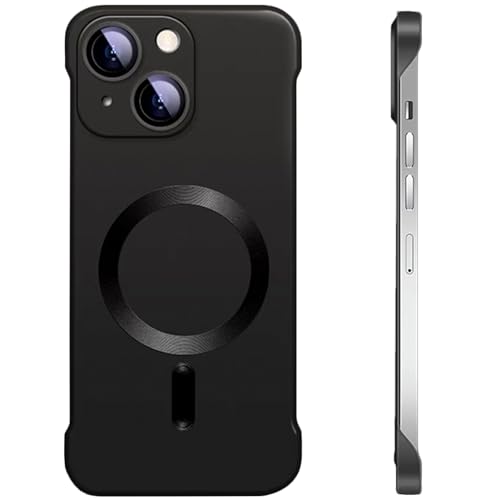 FAOMSEBS Magnetische randlose Schutzhülle für iPhone 13, kompatibel mit MagSafe [Kamera-Objektivschutz] (Gefühl von nackten Metallen) dünne magnetische Schutzhülle für iPhone 13 robuste Schutzhülle von FAOMSEBS