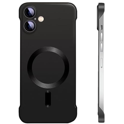 FAOMSEBS Magnetische randlose Schutzhülle für iPhone 16, kompatibel mit MagSafe [Kamera-Objektivschutz] (Gefühl von nackten Metallen) dünne magnetische Schutzhülle für iPhone 16 robuste Schutzhülle von FAOMSEBS