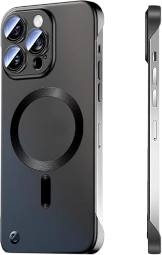 FAOMSEBS Magnetische randlose Schutzhülle für iPhone 16 Pro, kompatibel mit MagSafe [Kamera-Objektivschutz] (Gefühl von nackten Metallen) dünne magnetische Schutzhülle für iPhone 16 Pro 6,3 Zoll, von FAOMSEBS