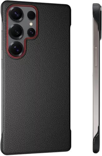 FAOMSEBS Randlose Schutzhülle für Samsung S25 Ultra (Premium-PU-Leder) (Gefühl von bloßem Metall) Anti-Fingerabdruck-Schutzhülle für Samsung Galaxy S25 Ultra Case mit schneller Wärmeableitung von FAOMSEBS