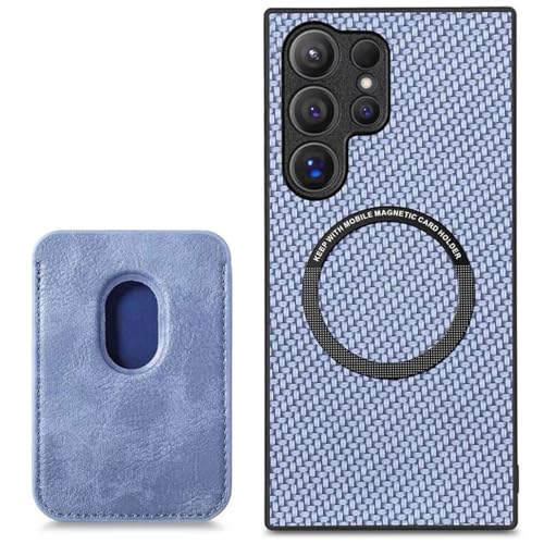FAOMSEBS Samsung S24 Ultra Handyhülle für MagSafe, Mit Magnetischer Brieftasche & Kartenfächern (Kohlefaser-Textur) Schutzhülle Brieftasche Stoßfeste Schutzhülle für Samsung Galaxy S24 Ultra Case 2024 von FAOMSEBS