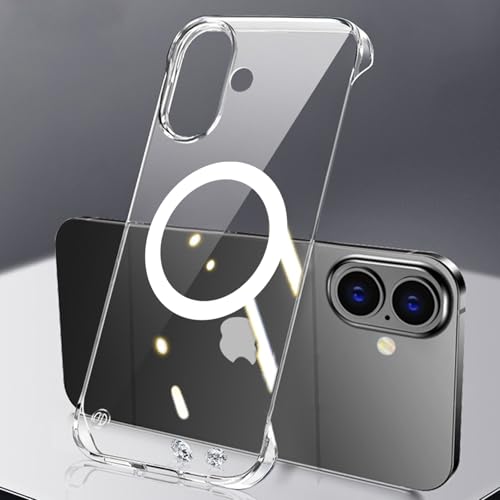 FAOMSEBS Schutzhülle für iPhone 16, transparent ohne Rand, kompatibel mit MagSafe [Leistungsstarkes Magnet] (nacktes Metallgefühl) dünne Schutzhülle iPhone 16 für erfrischende MagSafe Cover 6,1 Zoll von FAOMSEBS