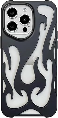FAOMSEBS Schutzhülle für iPhone 16 Pro Max personalisiert, Gothic-Stil, mit hohler Flamme für Jungen, Mädchen, weiche matte Beschichtung für Männer, Frauen für iPhone 16 Pro Max Cover 6,9 Zoll von FAOMSEBS