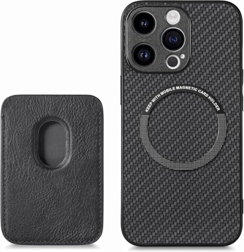 FAOMSEBS Schutzhülle für iPhone 16 Pro für MagSafe, mit magnetischer Brieftasche & Kartenfächern (Kohlefaser-Textur) [Stabil Magnet] Stoßfeste Brieftasche Schutzhülle für iPhone 16 Pro Case 6,9 Zoll von FAOMSEBS