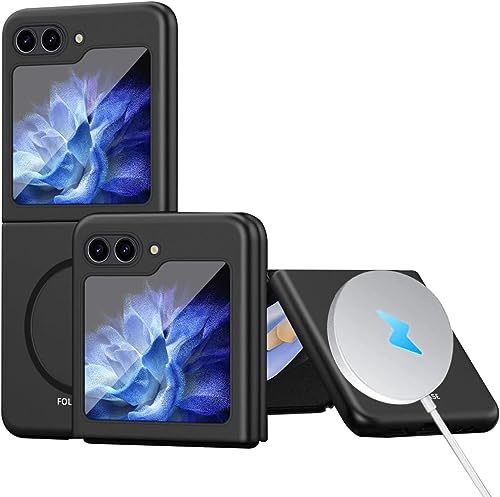 FAOMSEBS für Samsung Z Flip 5 Hülle für MagSafe (Haptische von Bare Metal) [Stark Magnetisch][Schlanke Passform] Leicht Stoßfest Handyhülle Samsung Galaxy Z Flip 5 Case, Handy Schutzhülle Slim Schwarz von FAOMSEBS