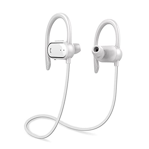 FAOONNMY Drahtlose Bluetooth Kopfhörer IPX7 Wasserdicht Nackenbügel Sportkopfhörer, Stereo In-Ear Kabellose Ohrhörer Sport Headset mit Geräuschunterdrückung Mikrofon zum Laufen Workout White von FAOONNMY