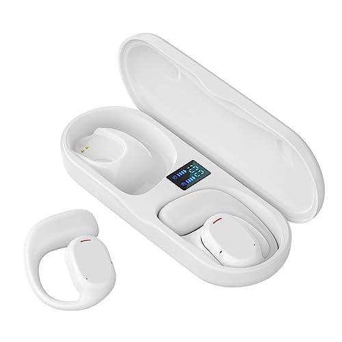 FAOONNMY Hängende Ohr Drahtlose Knochenleitung Kopfhörer Bluetooth 5.1, Offene IPX5 wasserdichte Geräuschunterdrückung Nicht im Ohr Kopfhörer, Geeignet für Sport, Laufen, Radfahren, Fitness White von FAOONNMY