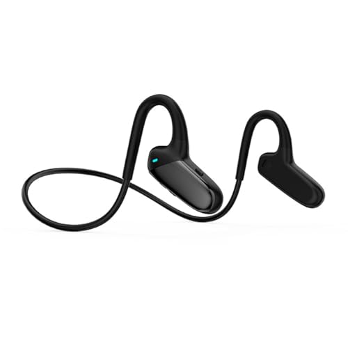 Kabellose Bluetooth Kopfhörer mit Knochenleitung zum Laufen, IPX5 Wasserdicht Sport-Kopfhörer Drahtlose Open-Ear, Leichte Stereo HiFi Headset mit Offenem Ohr für Wandern Fitness Geschenk Black von FAOONNMY