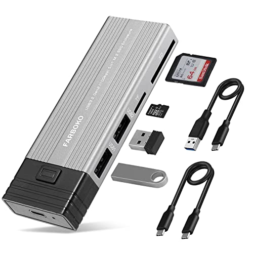 FARBOKO Nvme Gehäuse, USB M.2 SSD Adapter USB3.2/ USB3.1 Gen2 10Gbps M.2 SSD Gehäuse mit 2 USB2.0 Ports & SD/TF Card Reader Tool-Free für M.2 NVMe/SATA SSD in 2242/2260/2280 FARBOKO Nvme Gehäuse, USB M.2 SSD Adapter USB3.2/ USB3.1 Gen2 10Gbps M.2 SSD Gehäuse mit 2 USB2.0 Ports & SD/TF Card Reader Tool-Free für M.2 NVMe/SATA SSD in 2242/2260/2280 von FARBOKO