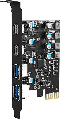 PCIE to USB Expansion Card 4 Ports (2 x Type C, 2 x Type A), USB 3.0 Pcie Karte PCI Express Erweiterungskarte for Desktop PC Support Windows Mac OS von FARBOKO