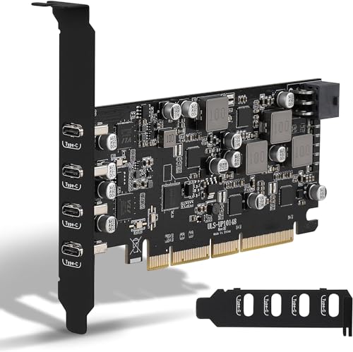 PCIe USB 3.2 Gen 2 Karte(Power Delivery), 4 Type-C Ports (2 * 45W+ 2 * 30W) 10 Gbps PCI Express USB Karte mit Schnelllade for PC Desktop Support Windows 10/8/7/XP and MAC OS 10.8.2 Above von FARBOKO