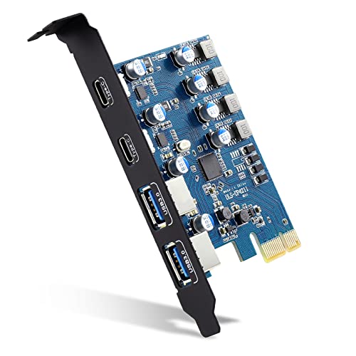PCIe USB C Karte 4 Ports (2 xUSB C, 2 xUSB A) 5Gbps, PCIe USB 3.0/USB 3.2 (USB 3.1) Gen1 Erweiterungskarte für Desktop PC Unterstützung Mac OS Windows von FARBOKO