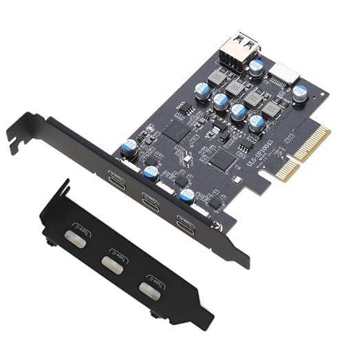 USB C PCIe-Erweiterungskarte 5 Anschlüsse, PCIe 4X to USB 3.2 gen2 10 Gpbs mit 3 USB C & 2 internen Ports (1x USB A, 1x USB Type E A Key 20 Pin) PCI-E auf USB Express Card für Desktop PC von FARBOKO