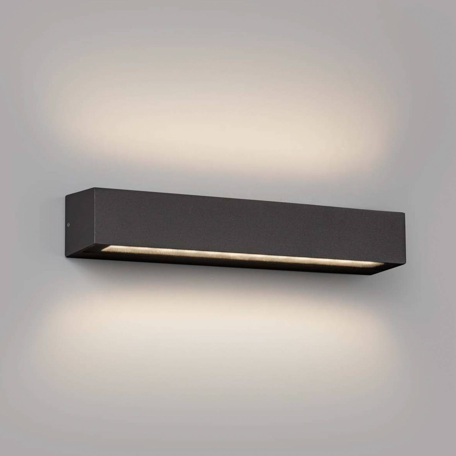 LED-Außenwandlampe Doro, grau, Alu, Breite 38 cm, 2-flg. LED-Außenwandlampe Doro, grau, Alu, Breite 38 cm, 2-flg. von FARO BARCELONA