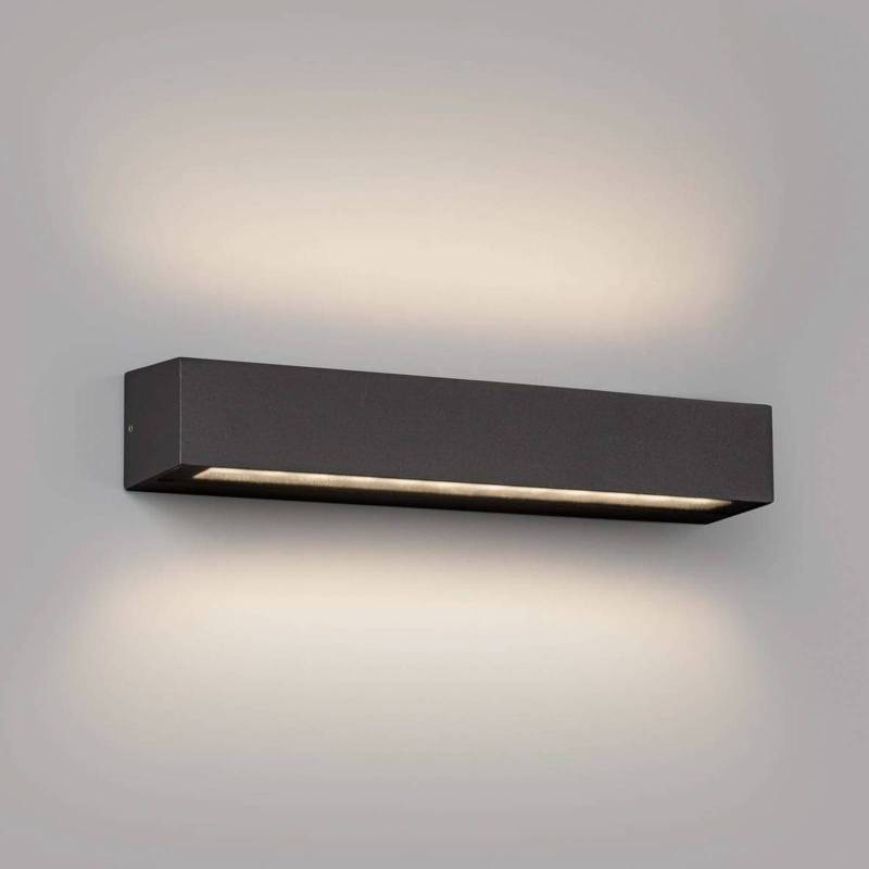 LED-Außenwandlampe Doro, grau, Alu, Breite 38 cm, 2-flg. von FARO BARCELONA