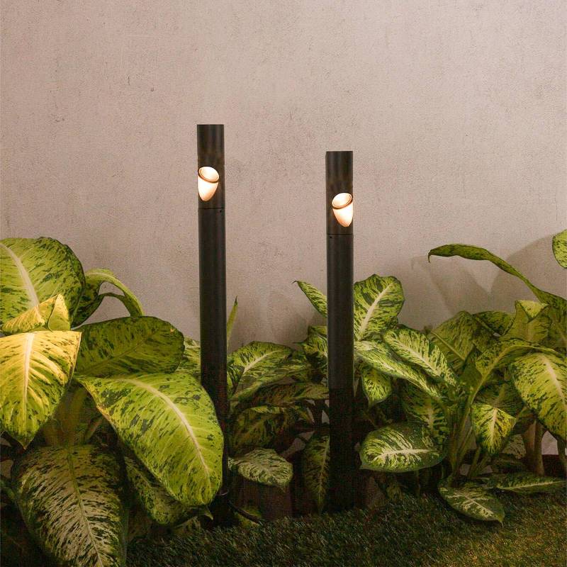 LED-Erdspießlampe Bezel, schwarz, Aluminium, Höhe 60 cm von FARO BARCELONA