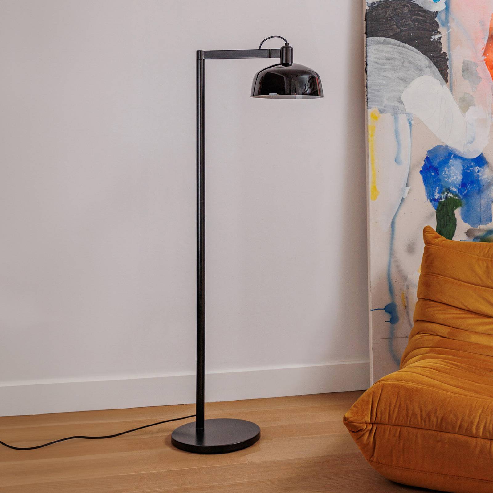 Stehlampe Tatawin, schwarz, Stahl/Glas, Höhe 148 cm von FARO BARCELONA