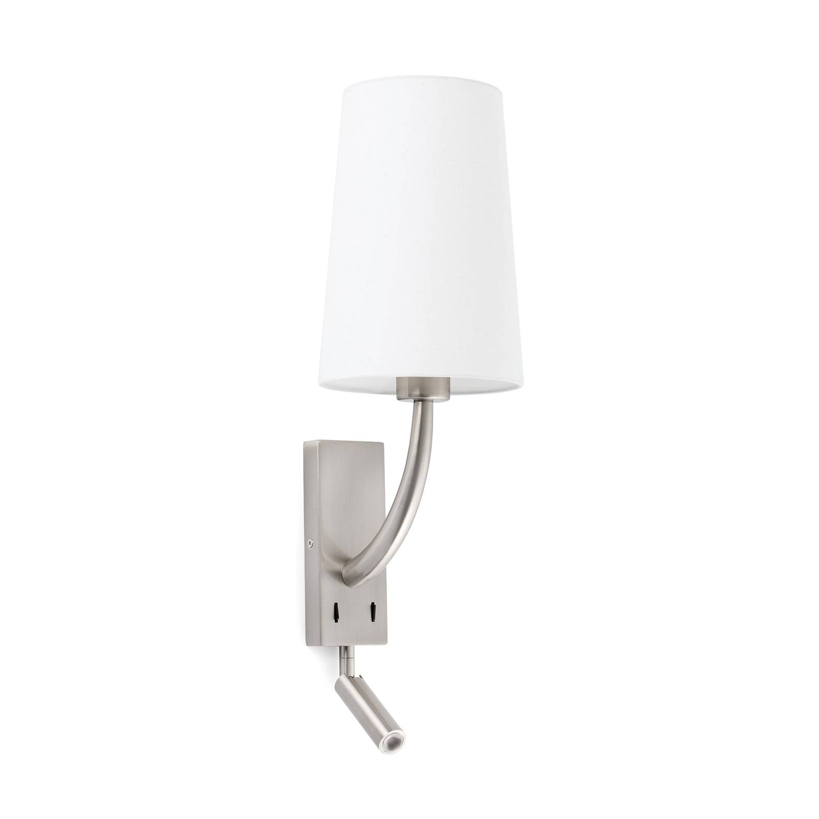 Wandleuchte Rem mit LED-Leseleuchte, weiß/nickel Wandleuchte Rem mit LED-Leseleuchte, weiß/nickel von FARO BARCELONA