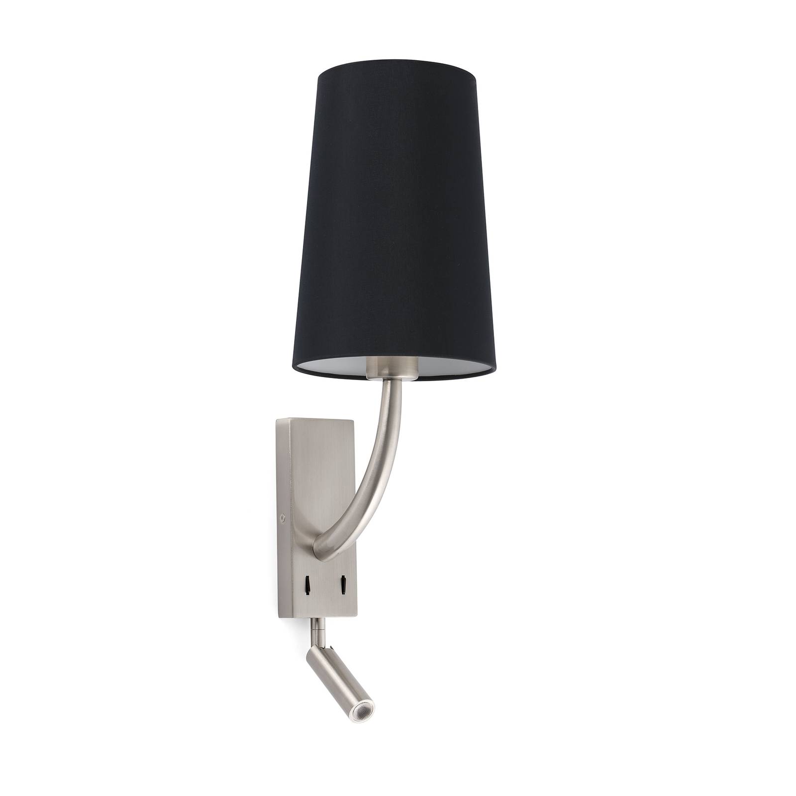 Wandleuchte Rem mit LED-Leseleuchte schwarz/nickel Wandleuchte Rem mit LED-Leseleuchte schwarz/nickel von FARO BARCELONA