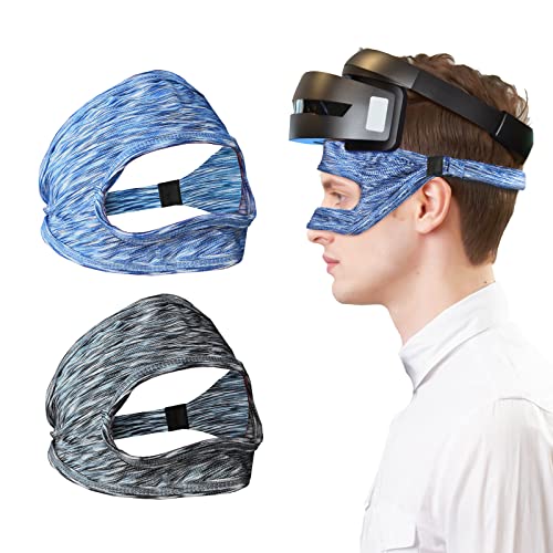 2 Stück VR Eye Mask VR Face Cover Schweißband, Größenverstellbares Schweißband für VR Sweat Band Feuchtigkeitsableitende, für Virtual Reality Oculus Quest 2 Go HTC PS VR Spiele (Blau + Grau) von FASBET