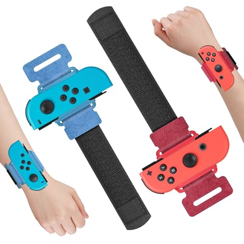FASTSNAIL 2 Pack Armband Kompatibel mit Switch Just Dance 2025/2024/2023/2022/2021, Armbänder Kompatibel mit Nintendo Switch &OLED Modell,Zubehör Kompatibel mit JoyCon(Blau und Rot) von FASTSNAIL