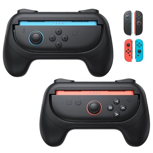 FASTSNAIL Anti-Rutsch Griffe für Switch 2/Switch 1/OLED für Joy Con 2/1, Halterung Kompatibel mit Nintendo Switch 2/1, Controller Zubehör für Switch 2(2er Schwarz) von FASTSNAIL