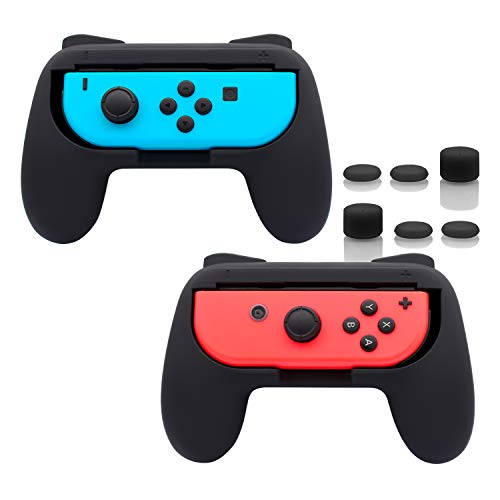 FASTSNAIL Gummierte Griffe Kompatibel mit Nintendo Switch für JoyCon, Halterung Gaming Controller Kompatibel mit Switch OLED, mit 3 Paar Daumengriffen(2 x Schwarz) von FASTSNAIL