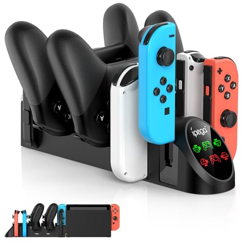 FASTSNAIL Ladestation Kompatibel mit Nintendo Switch&Switch OLED für Joy Cons， Controller Ladestation Kompatibel mit Pro Controller, Zubehör Ladegerät Ständer Kompatibel mit Nintendo Switch von FASTSNAIL