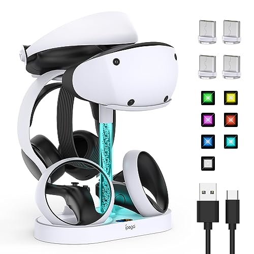 FASTSNAIL Ladestation für PSVR2, LED Ständer für PS5 VR Headset & Sense Controller mit 10 RGB-Licht, Zubehör kompatibel mit Playstation VR2 von FASTSNAIL