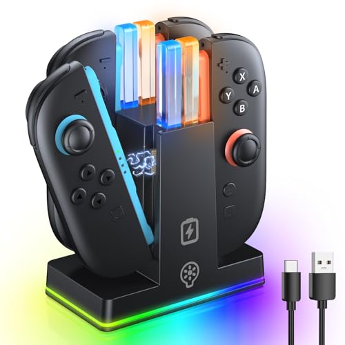 FASTSNAIL RGB Ladestation für Switch 2, Controller Ladestation Kompatibel mit Nintendo Switch für Joy Con 2，Zubehör für Switch 2,9 RGB-Modus（Nicht für Switch 2017 und OLED） von FASTSNAIL