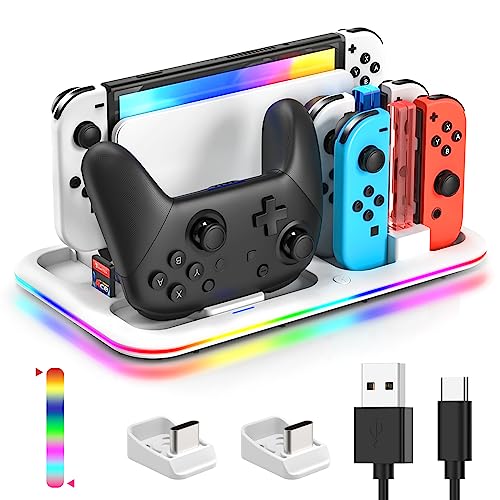 RGB Controller Ladestation für Switch für Switch OLED, FASTSNAIL Ladestation Kompatibel mit Nintendo Switch für Joy Cons,Ladegerät Kompatibel mit Pro Controller, Ständer Zubehör für Switch RGB Controller Ladestation für Switch für Switch OLED, FASTSNAIL Ladestation Kompatibel mit Nintendo Switch für Joy Cons,Ladegerät Kompatibel mit Pro Controller, Ständer Zubehör für Switch von FASTSNAIL