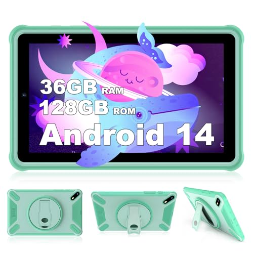 FASTWD Tablet für Kinder 7 Zoll, Kinder Tablet Android 14 Tablet 36GB RAM +128 GB ROM (Erweiterbar SD),Spiele, Kindersicherung,1280 * 800 IPS Display,5G WiFi,Bluetooth 5.0,Bildung Tablet(Grüner) von FASTWD