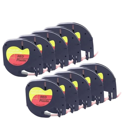 FASURDVA 10pack 91330 LT-Etikett Band 12mm kompatibel mit Band 91331 Kompatibel mit LT-100H LT-100T-Etikettdruckerhersteller(10pcs Red) von FASURDVA