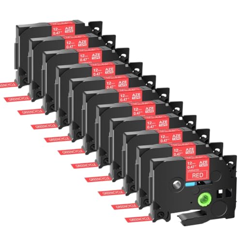 FASURDVA 11pk Multicolor TZE 231 631 12mm Etikettband kompatibel mit TZ 531 131 Bänder Kompatibel mit Etikettdrucker Pt-H110 Pt-HD200(White on red) von FASURDVA