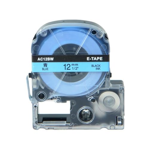 FASURDVA 1PK -Etikettbandkassette kompatibel mit LW 400 LW 300 LW 700 4WBN9 9mm 12 mm 18 mm 24 mm Etikettband Kompatibel mit Etikettendrucker(Black on Blue) von FASURDVA
