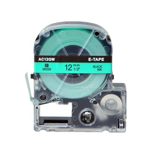 FASURDVA 1PK -Etikettbandkassette kompatibel mit LW 400 LW 300 LW 700 4WBN9 9mm 12 mm 18 mm 24 mm Etikettband Kompatibel mit Etikettendrucker(Black on Green) von FASURDVA