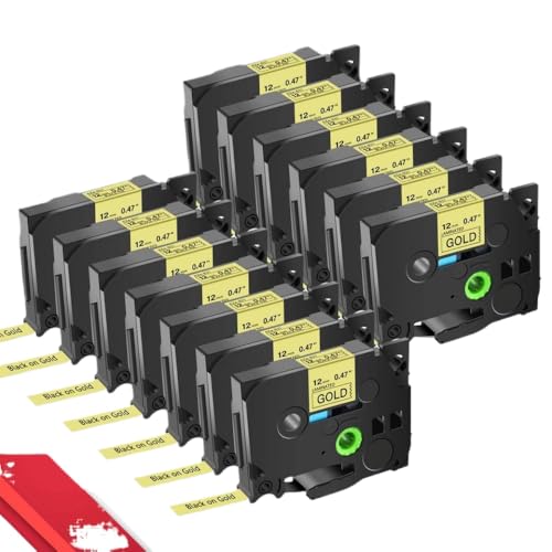 FASURDVA Kompatibel 13pk 6/9/12/18/24mm TZE 231 Multikolor-Etikett-Band Kompatibel mit TZ 231 131 431 531 631 731 221 Kompatibel mit Pt-H110-Etikettenhersteller(Black on Gold) von FASURDVA
