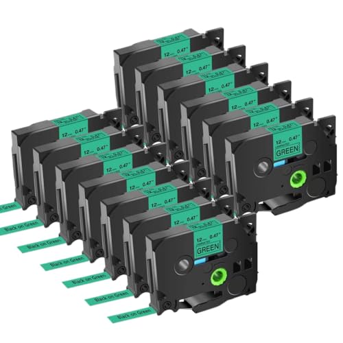 FASURDVA Kompatibel 13pk 6/9/12/18/24mm TZE 231 Multikolor-Etikett-Band Kompatibel mit TZ 231 131 431 531 631 731 221 Kompatibel mit Pt-H110-Etikettenhersteller(Black on Green) von FASURDVA