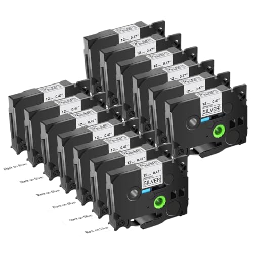 FASURDVA Kompatibel 13pk 6/9/12/18/24mm TZE 231 Multikolor-Etikett-Band Kompatibel mit TZ 231 131 431 531 631 731 221 Kompatibel mit Pt-H110-Etikettenhersteller(Black on Silver) von FASURDVA