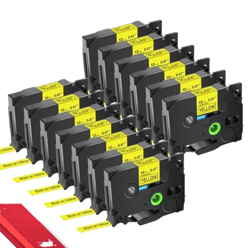 FASURDVA Kompatibel 13pk 6/9/12/18/24mm TZE 231 Multikolor-Etikett-Band Kompatibel mit TZ 231 131 431 531 631 731 221 Kompatibel mit Pt-H110-Etikettenhersteller(Black on Yellow) von FASURDVA