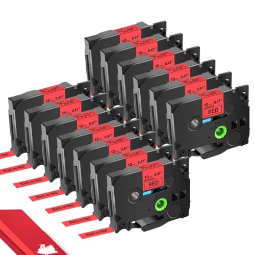 FASURDVA Kompatibel 13pk 6/9/12/18/24mm TZE 231 Multikolor-Etikett-Band Kompatibel mit TZ 231 131 431 531 631 731 221 Kompatibel mit Pt-H110-Etikettenhersteller(Black on red) von FASURDVA