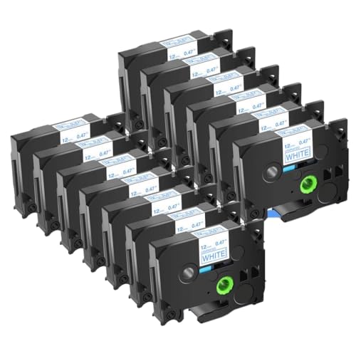 FASURDVA Kompatibel 13pk 6/9/12/18/24mm TZE 231 Multikolor-Etikett-Band Kompatibel mit TZ 231 131 431 531 631 731 221 Kompatibel mit Pt-H110-Etikettenhersteller(Blue on White) von FASURDVA