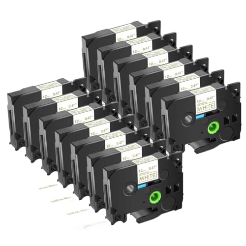 FASURDVA Kompatibel 13pk 6/9/12/18/24mm TZE 231 Multikolor-Etikett-Band Kompatibel mit TZ 231 131 431 531 631 731 221 Kompatibel mit Pt-H110-Etikettenhersteller(Gold on White) von FASURDVA