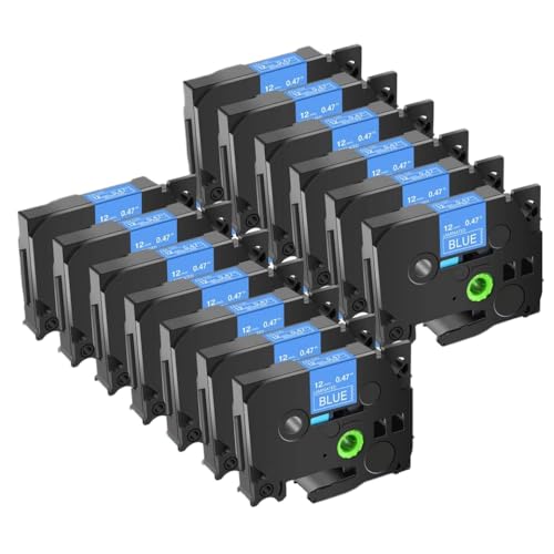 FASURDVA Kompatibel 13pk 6/9/12/18/24mm TZE 231 Multikolor-Etikett-Band Kompatibel mit TZ 231 131 431 531 631 731 221 Kompatibel mit Pt-H110-Etikettenhersteller(White on Blue) von FASURDVA