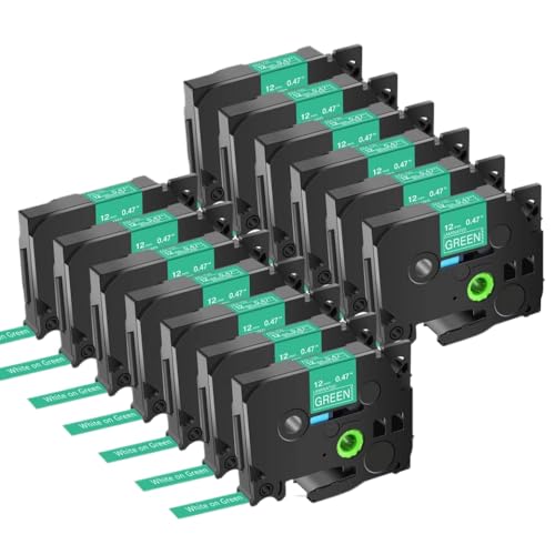 FASURDVA Kompatibel 13pk 6/9/12/18/24mm TZE 231 Multikolor-Etikett-Band Kompatibel mit TZ 231 131 431 531 631 731 221 Kompatibel mit Pt-H110-Etikettenhersteller(White on Green) von FASURDVA