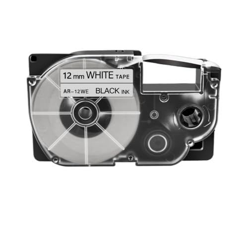 FASURDVA Kompatible 12 mm XR -Etikettenbänder Kompatibel mit Etikettendrucker KL120 KL60 KL130 XR12WE XR12X XR9WE XR18WE(Black on White) von FASURDVA