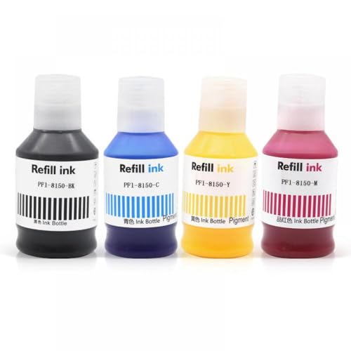 FASURDVA PFI-8150 Pigmenttinte kompatibel mit TC-5200 Tintenstrahldrucker PFI8150 8150 PFI 8150 Tinte Schwarz Cyan Magenta Gelbe Farbe(PFI-8150 Ink 4Color) von FASURDVA