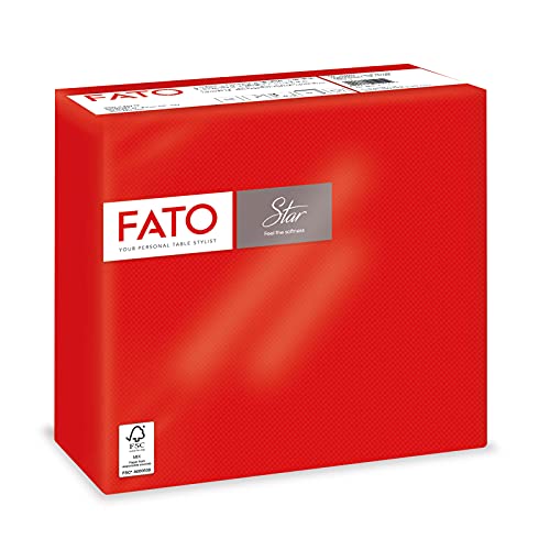 Fato, Einweg-Papierservietten, Weichheit und Flauschigkeit, 40er-Pack Servietten, Größe 38x38, gefaltet in 4 und 2 Lagen, Farbe Rot, 100% reines Zellulosepapier, FSC zertifiziert von FATO